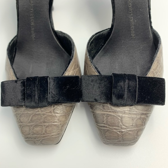 Giuseppe Zanotti Green Croc Leather & Velvet Pumps - Picture 5 of 16